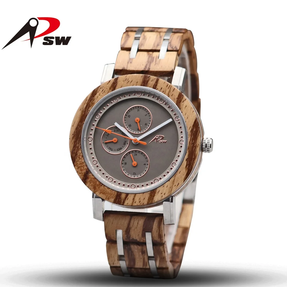 

New Design Red Sandalwood Zebrawood Water Resistant Erkek Saat Quartz Stainless Steel Wristwatches Customise