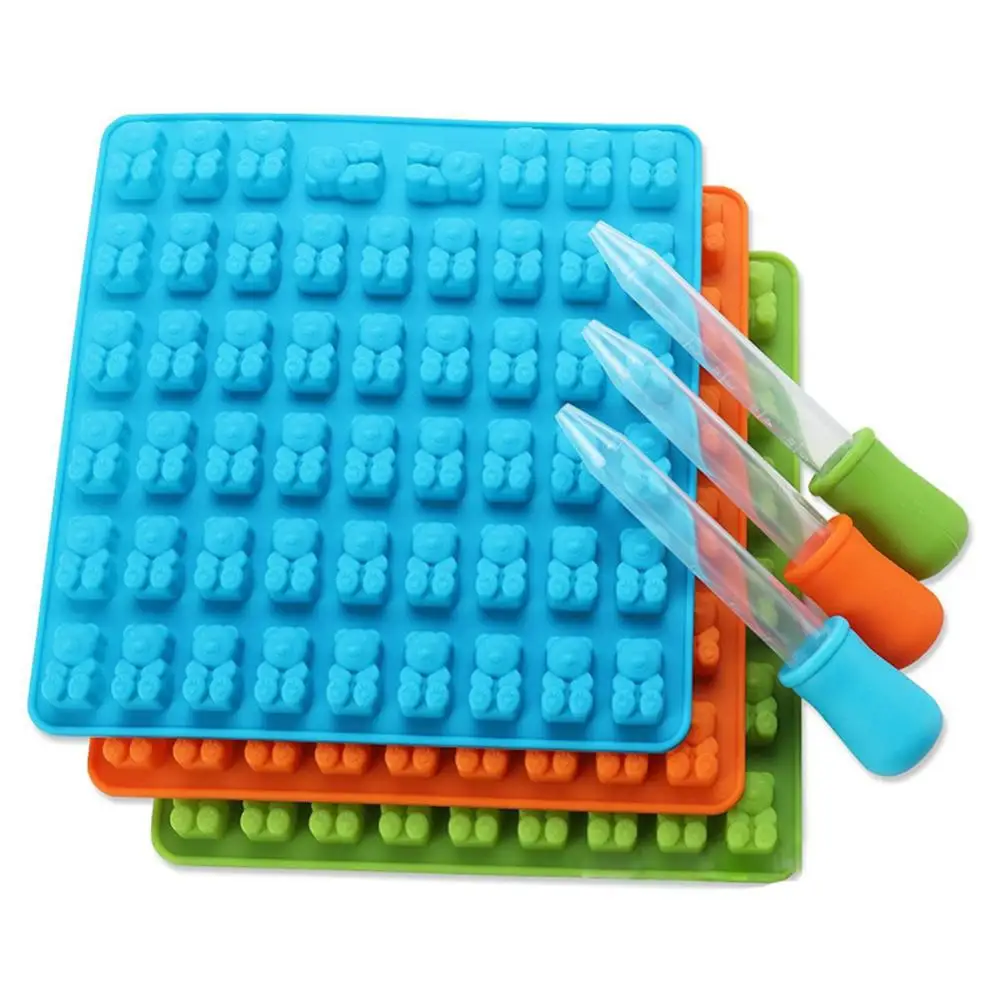 

Bear Shape Silicone Chocolate Mold Gummy candy Ice Tray Mold With Dropper Pipette, Pink ,blue ,red or according to your request .