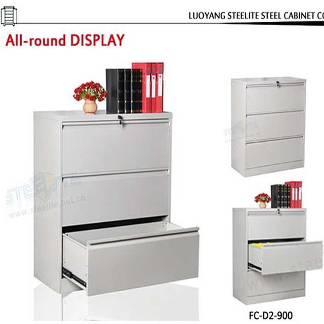 Office Furniture Metal Shallow 3 Drawer Filing Storage Cabinet