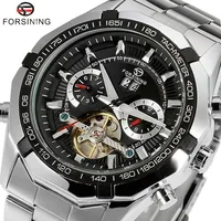 

Brand NEW Men's Skeleton Automatic Mechanical Steel Band Men Wrist watches