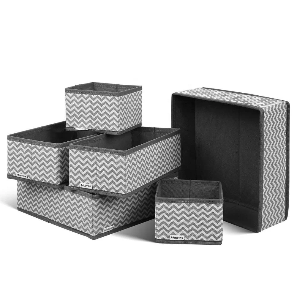 6 Pack Stripe Foldable Fabric Cloth Storage Cubes Basket Closet