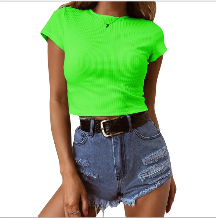 

Women Casual Street Look Simple Cut Off Crop Tank Tops, As photo