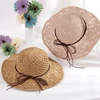 Hand-made Crochet Hat Lady can fold a bow tie to go on vacation sunshade hat beach eaves hat Korean version of summer