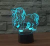 Unicorn 3D LED Night Light 3D Optical Illusion Visual Lamp 7 Colors Touch Table Desk Lamp