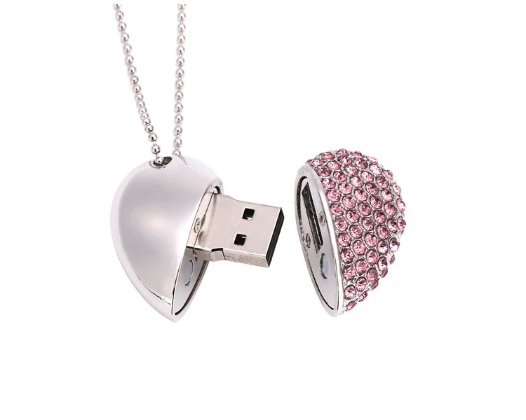 Wedding Heart crystal usb flash drive with free logo - ANKUX.COM