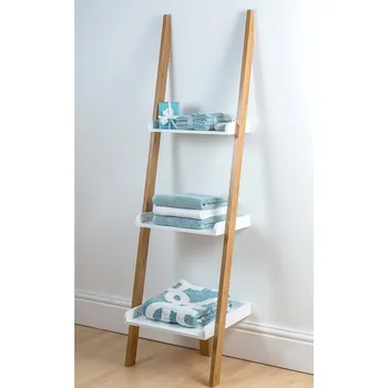 3 Tier Bamboo Display Ladder Shelf Wall Mount Bathroom Storage 3 Tier Bamboo Display Ladder Shelf Wall Mount Bathroom Storage Rack