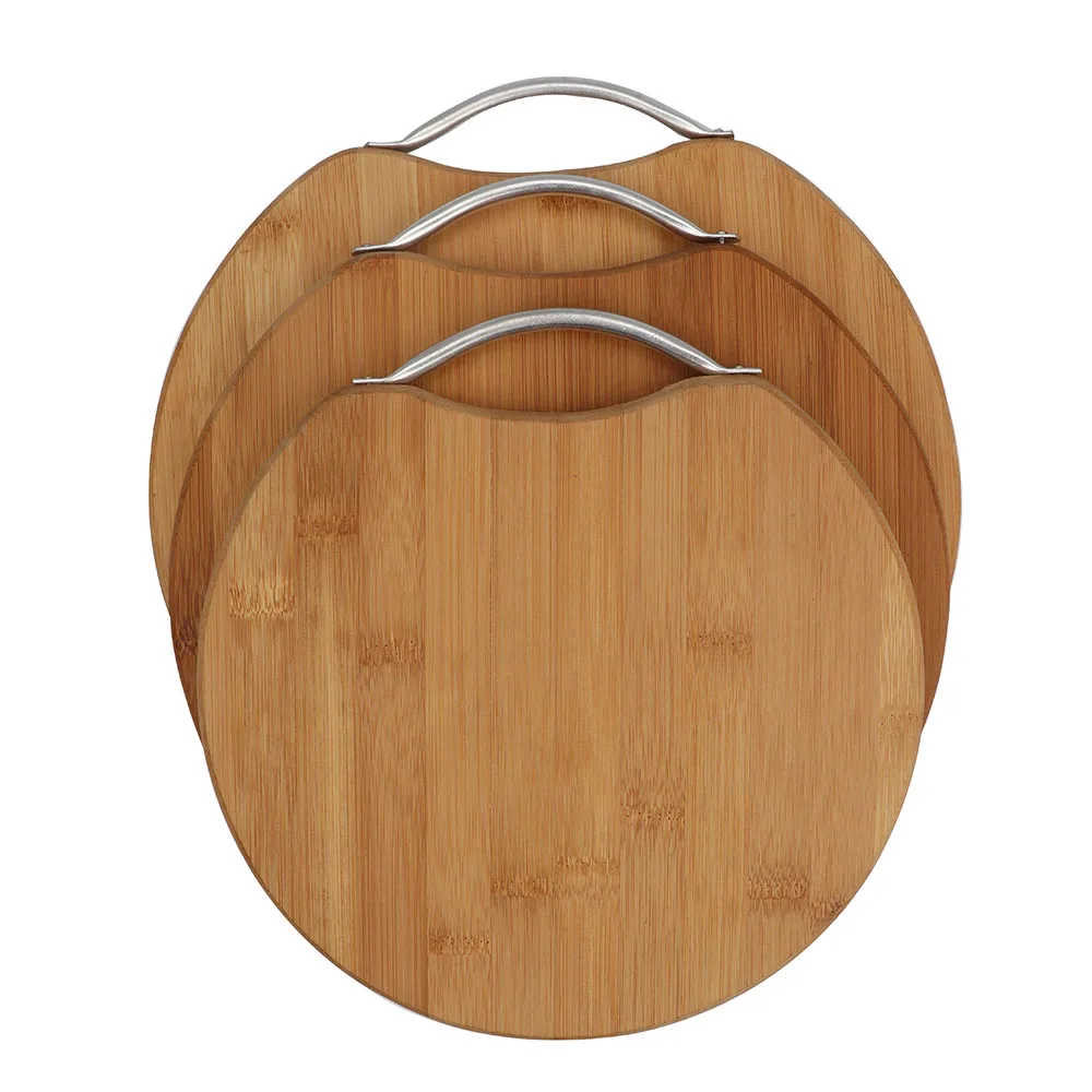 Wholesale Round Bamboo Cutting Board Extra Large And Thick Chopping Board Set With Metal Handle