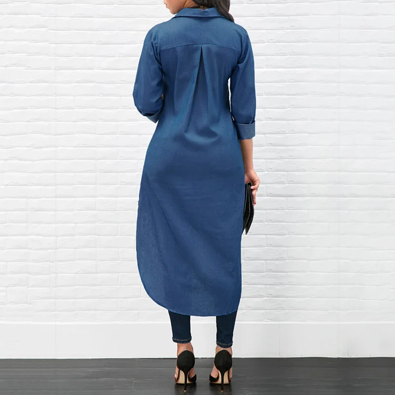 Fashion Ladies Dresses Long Sleeve Unique Design Short Front Long Back Denim One Piece Dress Buy Denim Dress Ladies Denim Dress Short Front Long Back Denim Dress Product On Alibaba Com