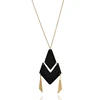 Wholesale Trendy Charm Long Dress Chain Black Wood Pendant Necklace women Jewellery