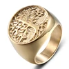 Fashion titanium punk gold finger tree of life ring