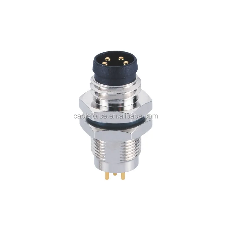 Ip67 4 Pin Male Pcb Mount Rear M8 Panel Mount Receptacle Connector ...