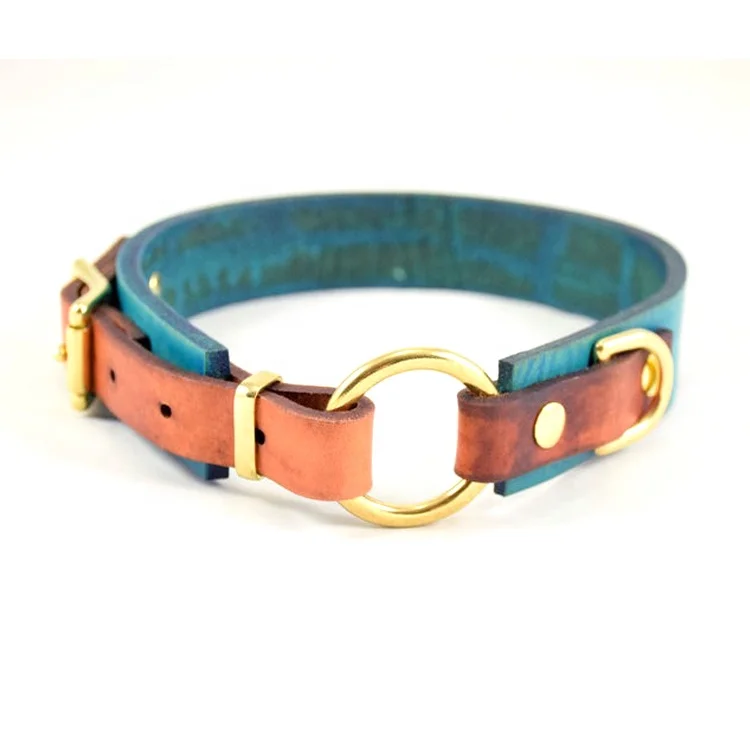 

Teal Timber Wholesale Manufacturer High Quality Custom Big Large Leather Dog Collar, Blue or customized