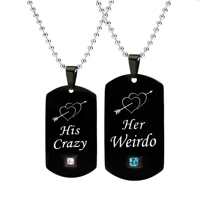 

Custom cz Diamond Steel Pendant Jewelry Engraved Logo Metal Lovers Pendant Alphabet Stainless Steel Couple Love Pendant Necklace, Black