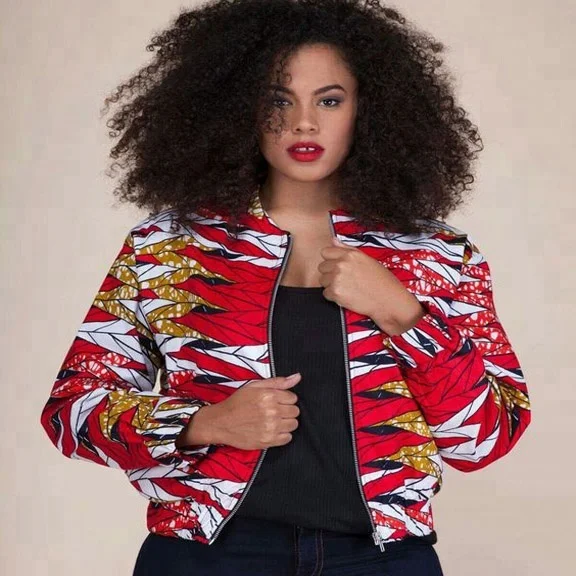 Dongguan Manufacturer New Fashion African Wax Cotton Print Jackets for Women