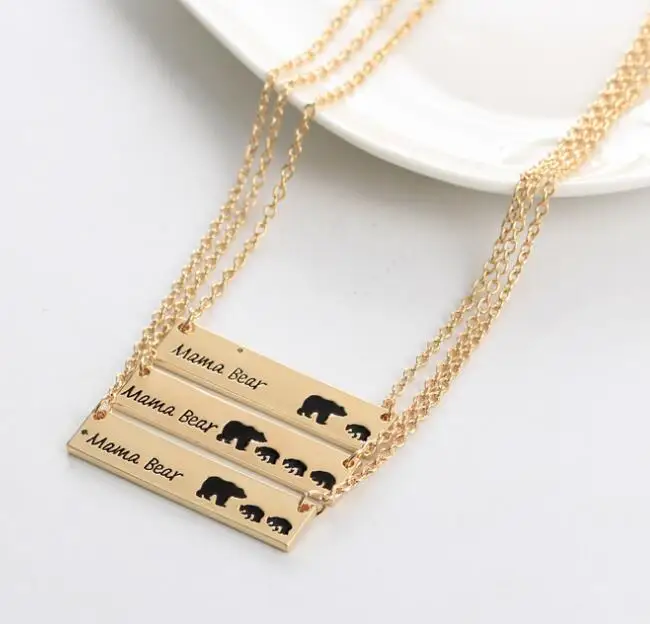 

Hot Sale Jewelry Mama bear necklace pendant Mom Gift alloy dripping necklace