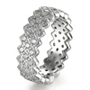Kenturay micro pave cz eternity band engagement real 925 sterling silver wave ring for women rings