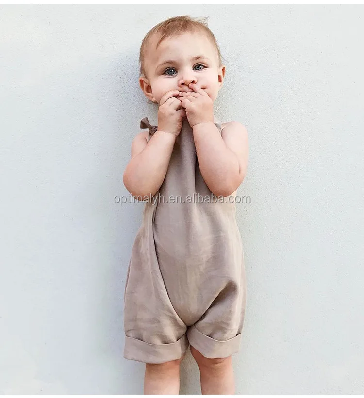 

Fashion Unique Baby Names Frocks Designs Clothes Infant Stripe Bodysuit Baby Linen Romper, Picture