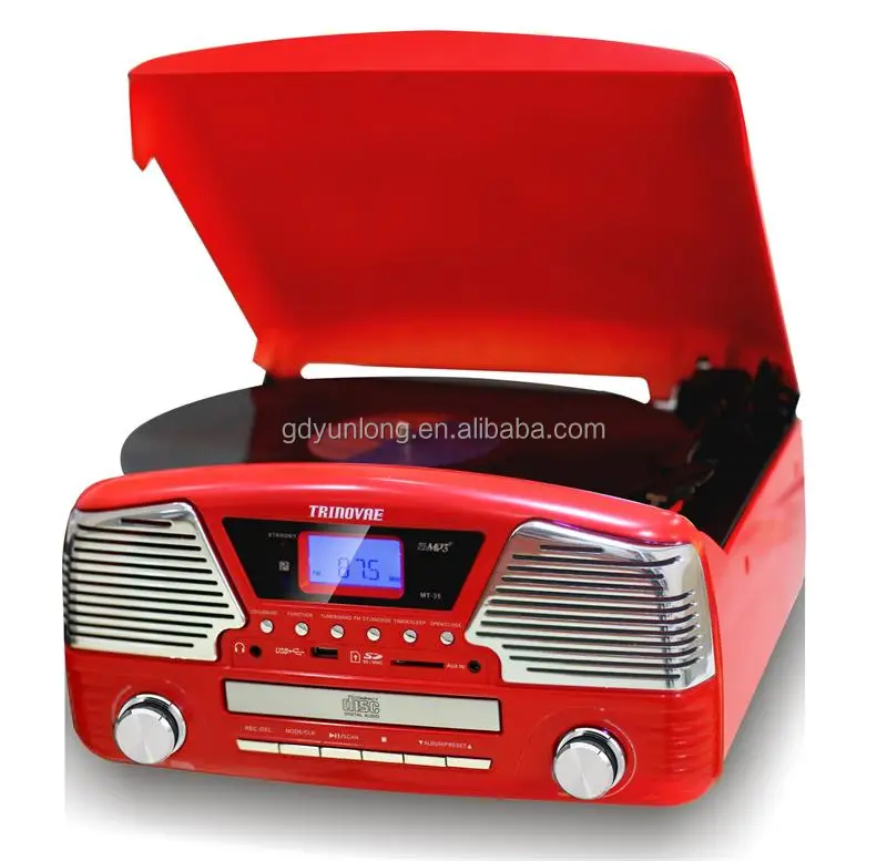 
Trinovae 3 Speed Retro Vinyl Record Player Stereo Turntable with Built-In Speakers <span style=