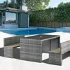 Modern New Style Eco-friendly Wicker Pe Rattan Outdoor Dining Room Table Sets For Swimming Pool Hotel Leisure Dining Table Chair
