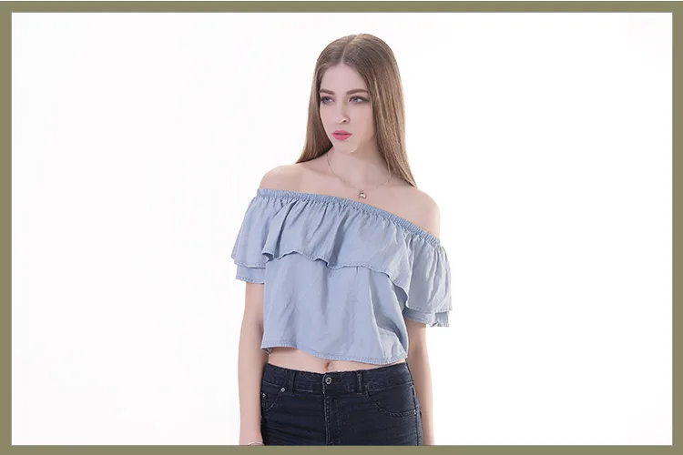 Ruffled neck custom trendy sexy short fashion european young women clothing