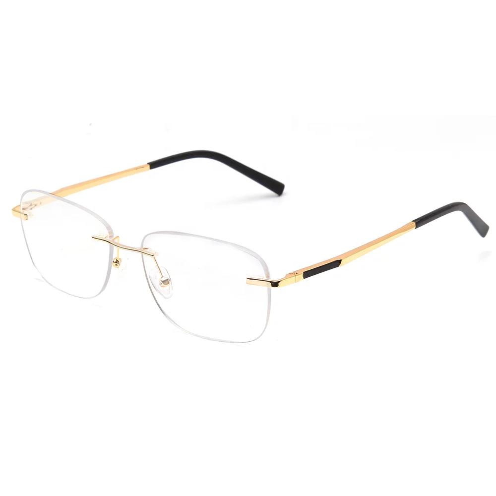 

Cheap Metal Rimless Optical Frames Women Men Classic Rectangle Eyeglasses Frames With Spring Hinge