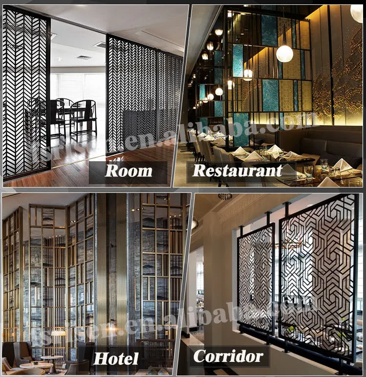 restaurant decorative stainless steel room partition door