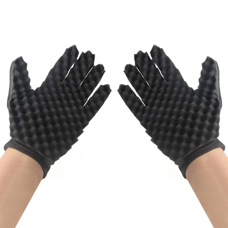 

New Fashion Hair Braider Twist Sponge Gloves Shape Fir Afro Dreadlocks Curl Brush Sponge Hair Braiders Tool, Black