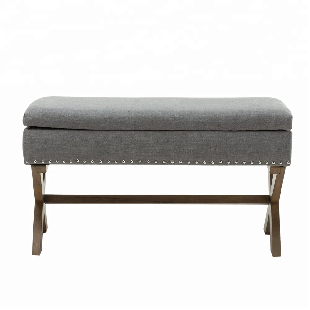 Ottoman Wooden Storage Stool Counter Upholstered Modern Cube Long Chair