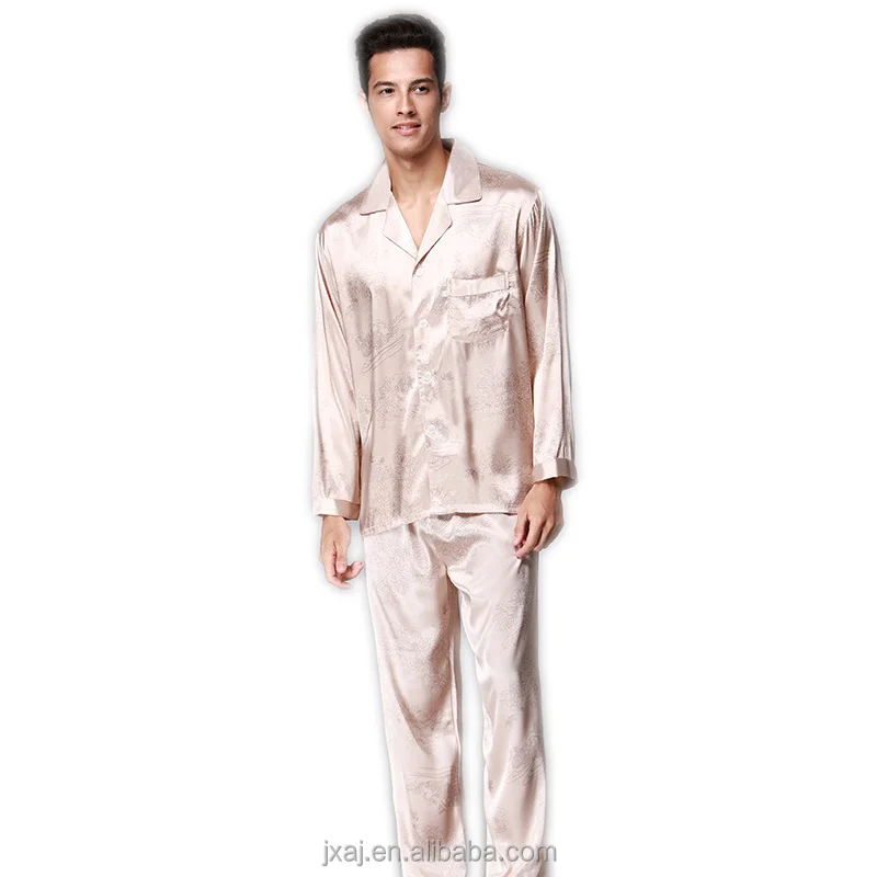 

2017 Autumn New Men Pajamas Mandarin Duck Couple Men Long Sleeves Pajamas Two Sets With Men, Gray/camel/champagne