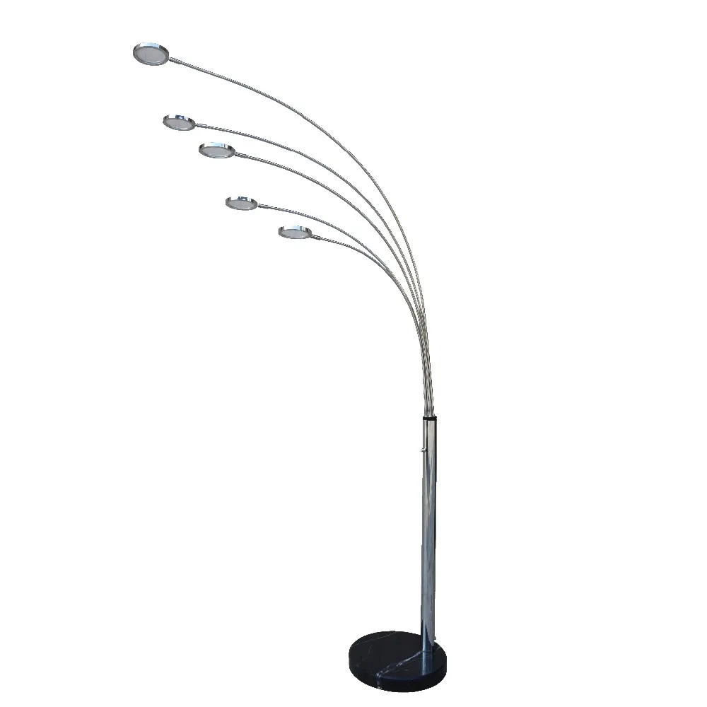 5 Arm Arch Floor Lamp with Dimmer Switch Chrome Color