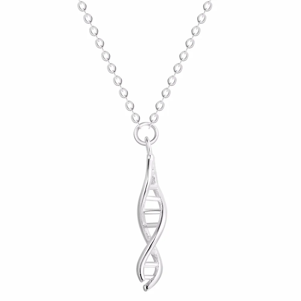 

925 Sterling Silver Jewelry Rotate DNA Necklace For Women Fashion Vintage Chemical Men Chain Necklace Collier