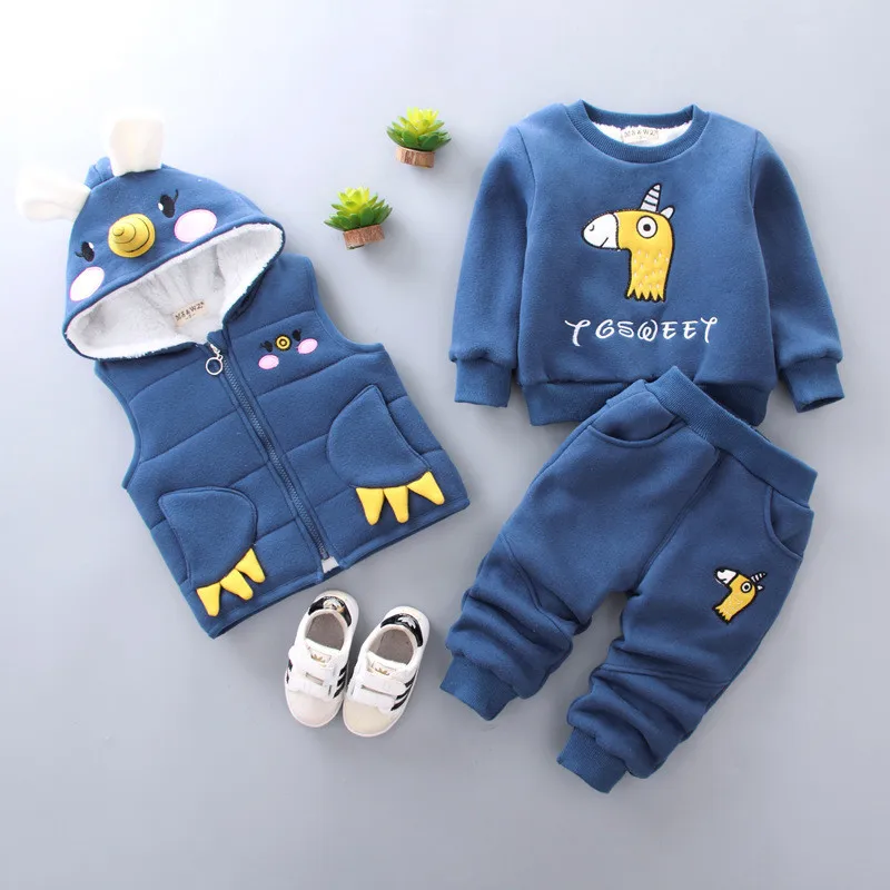 

3pcs boys clothing sets 2018 winter kids boys hooded clothes sport suit children casual tracksuit clothing, N/a