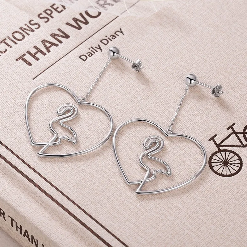 

New Arrival Heart Bird Unique Trendy 925 Sterling Silver Earrings