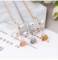 

2019 Lady Fashion Jewelry Pink Gold Rose Flower Statement Pendant Necklace Women's Beauty Lovers Gifts