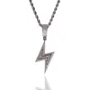 Top Line Fashion CZ Pendant sharp Lightning Pendant Jewelry with 24 30inch stainless steel rope chain cuban chain tennis chain