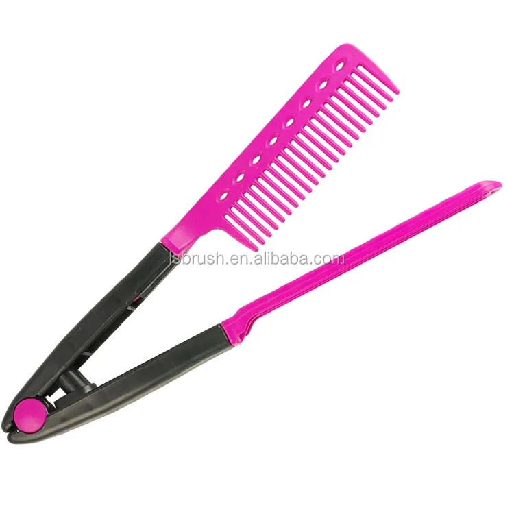 

best wholesale styling folding V shape hair straightener comb