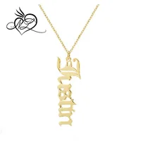 

Customize Vertical Old English Nameplate Necklace Choker Stainless Steel Personalized Name Necklaces & Pendants Romantic Gift