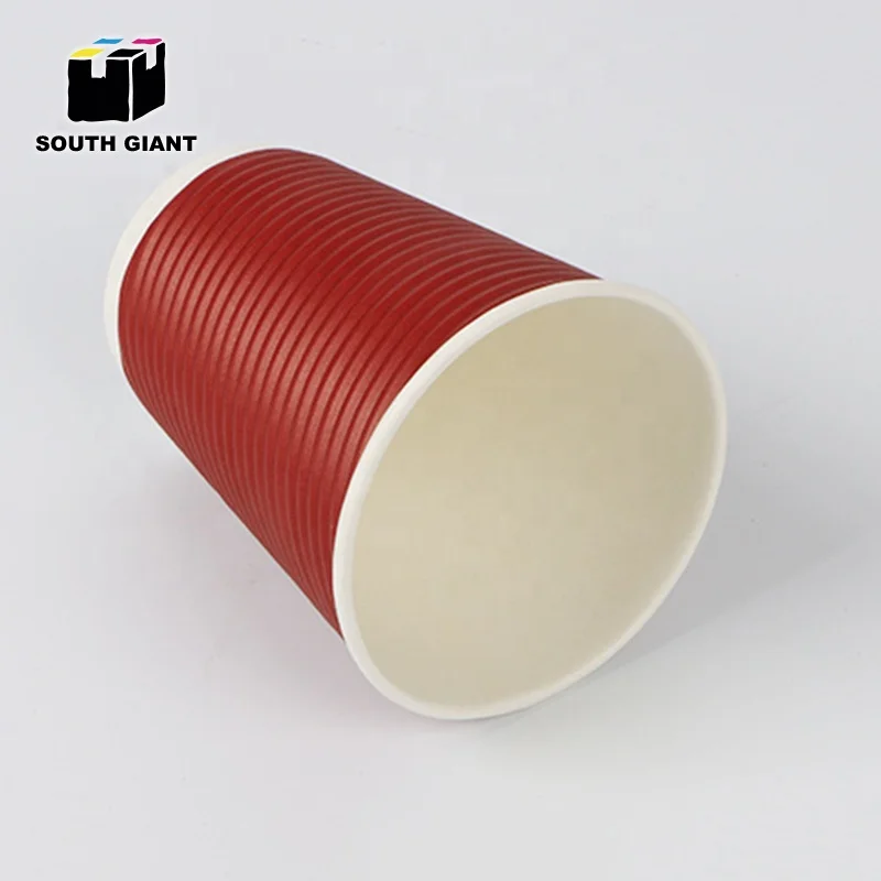 
Customize 8oz 12oz 16oz Disposal Ripple Triple Wall Insulated Kraft Paper Coffee Cups 