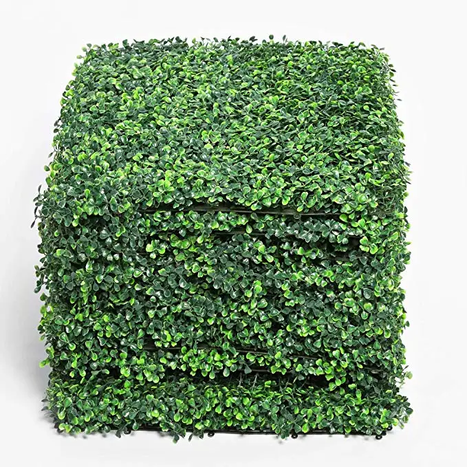 

Factory wholesale plastic panels for walls Artificial boxwood topiary hedge plant uv protected greenery foilage wall, Green and customized
