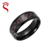 Hot sale 316L Men's Brushed Blue Red Titanium Wedding Bands Ring with Red and Blue Carbon Fiber Inlay