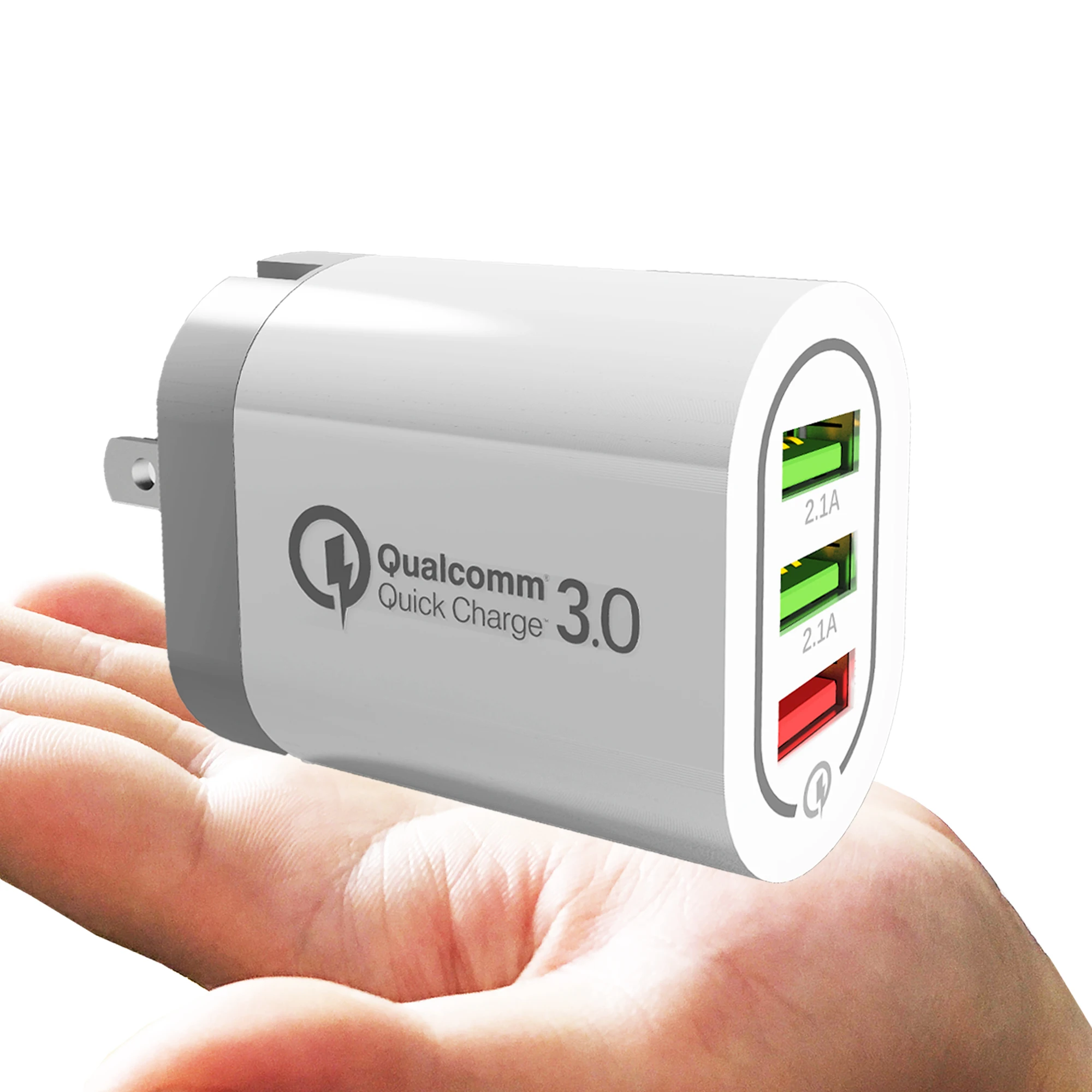 

Universal 3 usb Wall Charger Customized Logo Multi Port qc 3.0 Quick Charge Usb Wall Charger Plug, Black and white