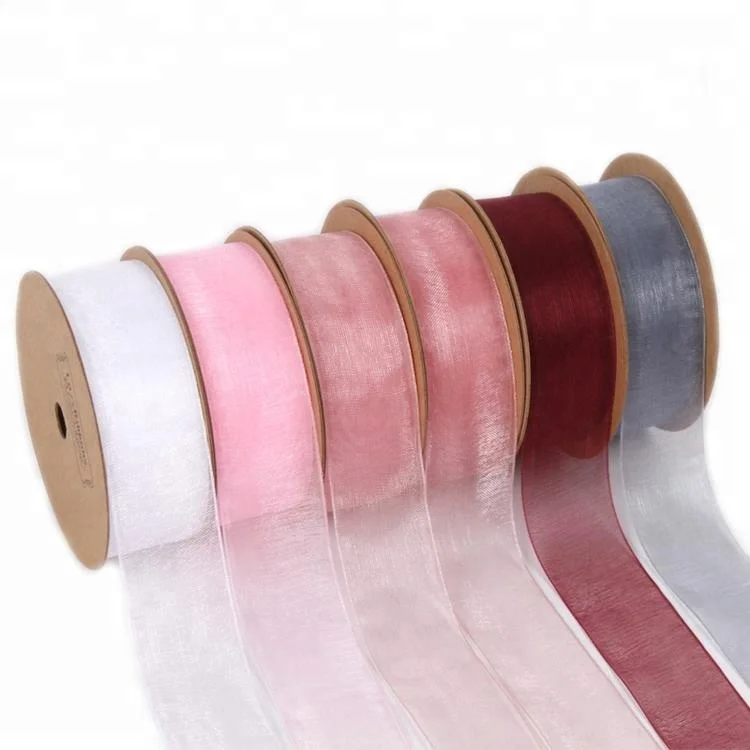 

Wholesale 1 Inch 25mm Gift Packing Solid Color Sheer Organza Ribbon