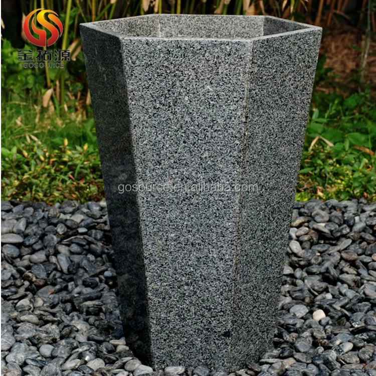 Hexagon Dark Gray Granite Flower Pots Planters Buy Flower Pots