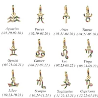 

gold plated white rainbow cubic zirconia personalized 12 constellation zodiac drop earring