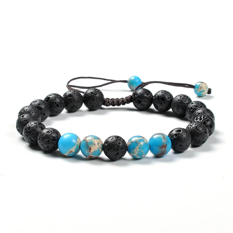 

F95 Popular Western Style lava rock beaded Essential Oil Diffuser Aromatherapy Bracelet for Anti-Stress or Anti-Anxiety, Natural color