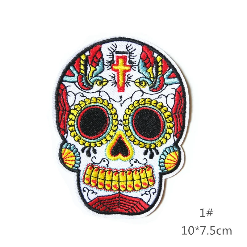 Diy Skeleton Embroidered Patch Cranium Clothes Stickers Biker Badge On ...