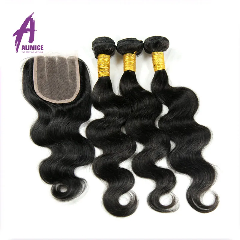 

Unprocessed virgin indian human hair weaving Wholesale hair extensions with closure