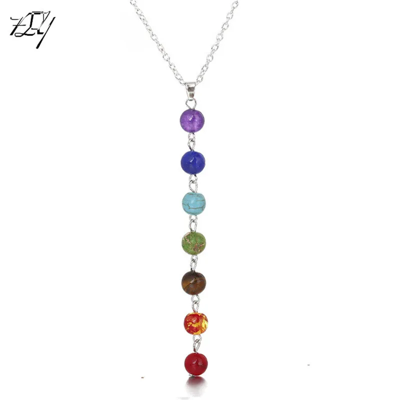 

Custom wholesale 7 chakra bead necklace, Multicolor