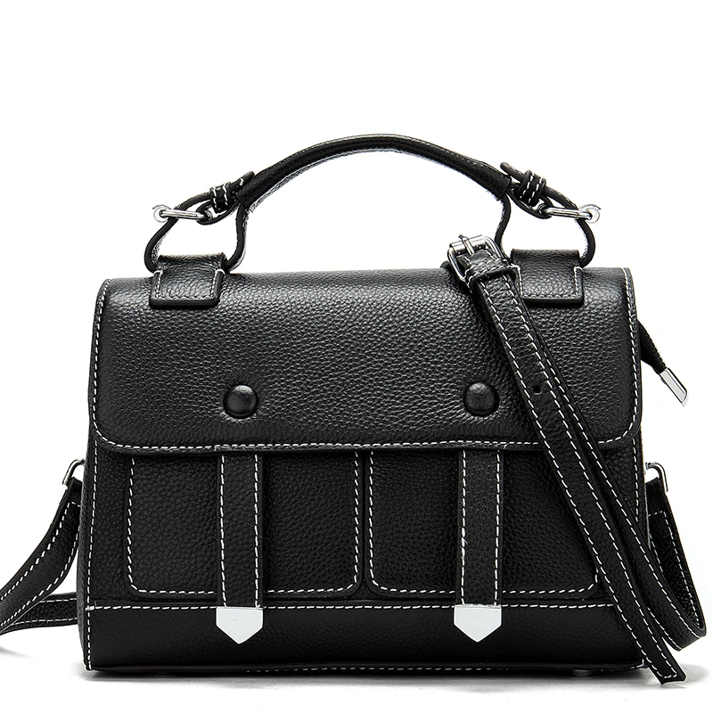 

Design A Large Number Of Stock Handbag Cow Genuine Leather Crossbody Shoulder Side Luxury Bag For Women Work Daily Use Bag, Black