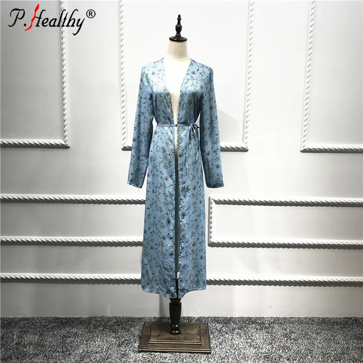 

New mini flowers slash cardigan muslim fashion gowns polyester womens printed dress, Multi colors